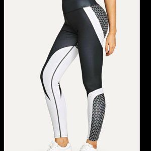 Color-block Geo Print Skinny Leggings
